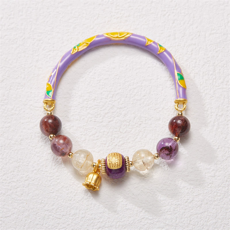 Fortune Jewel Purple Phantom Purple Jade Scripture Citrine Love Wisdom Bracelet Bangle