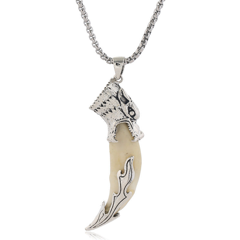 Fortune Jewel Imitation Wolf Tooth Titanium Steel Balance Necklace Pendant