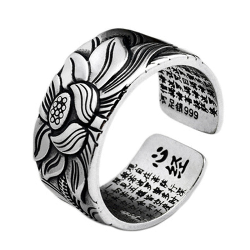 Fortune Jewel Tibetan Lotus White Copper Enlightenment Ring