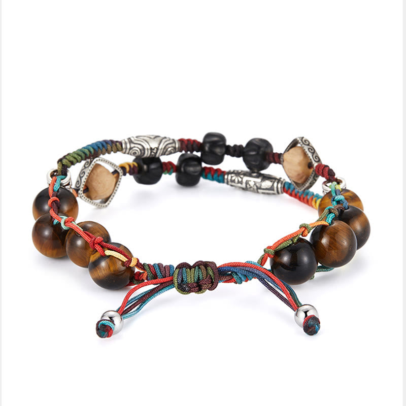 Fortune Jewel 925 Sterling Silver Tiger's Eye Bodhi Seed Handmade Courage Bracelet