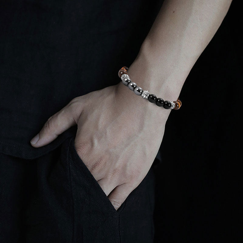 Fortune Jewel Tiger Eye and Hematite Good Luck and Healing Bracelet