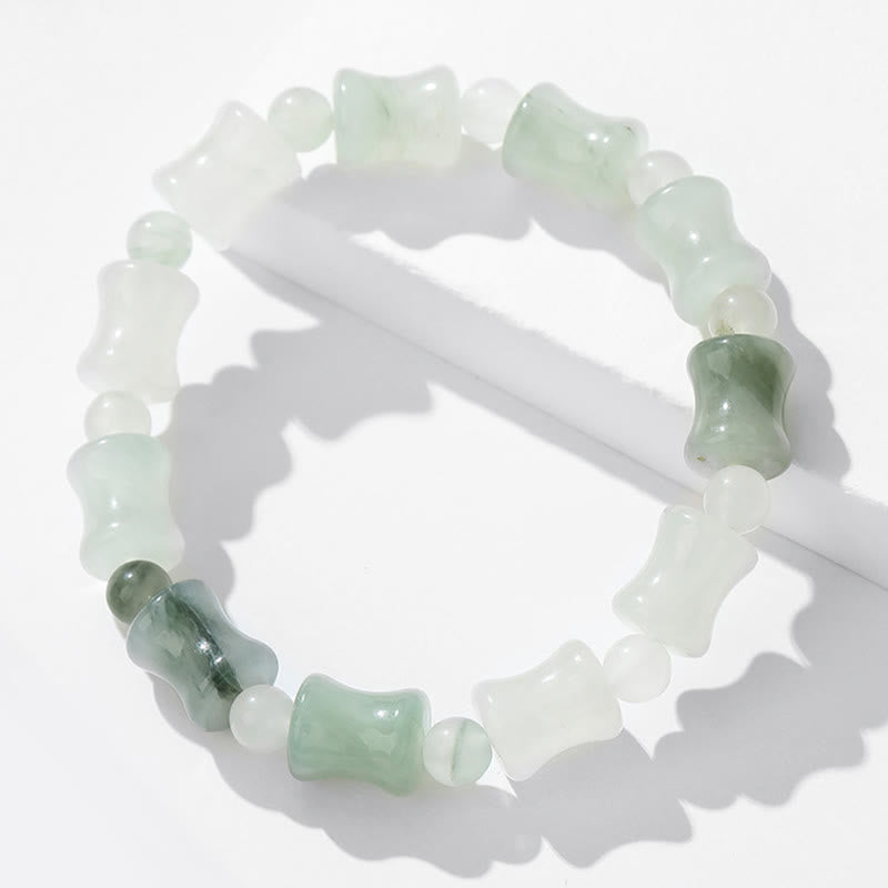 Fortune Jewel Jade Coconut Shell Bamboo Pattern Abundance Luck Bracelet