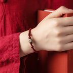 Fortune Jewel 925 Sterling Silver Chinese Zodiac Natal Buddha Cinnabar Calm Bracelet
