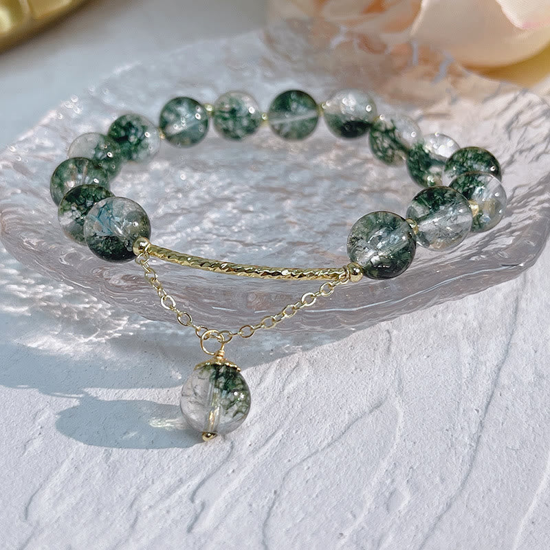 Fortune Jewel Green Phantom Crystal Confidence Charm Bracelet