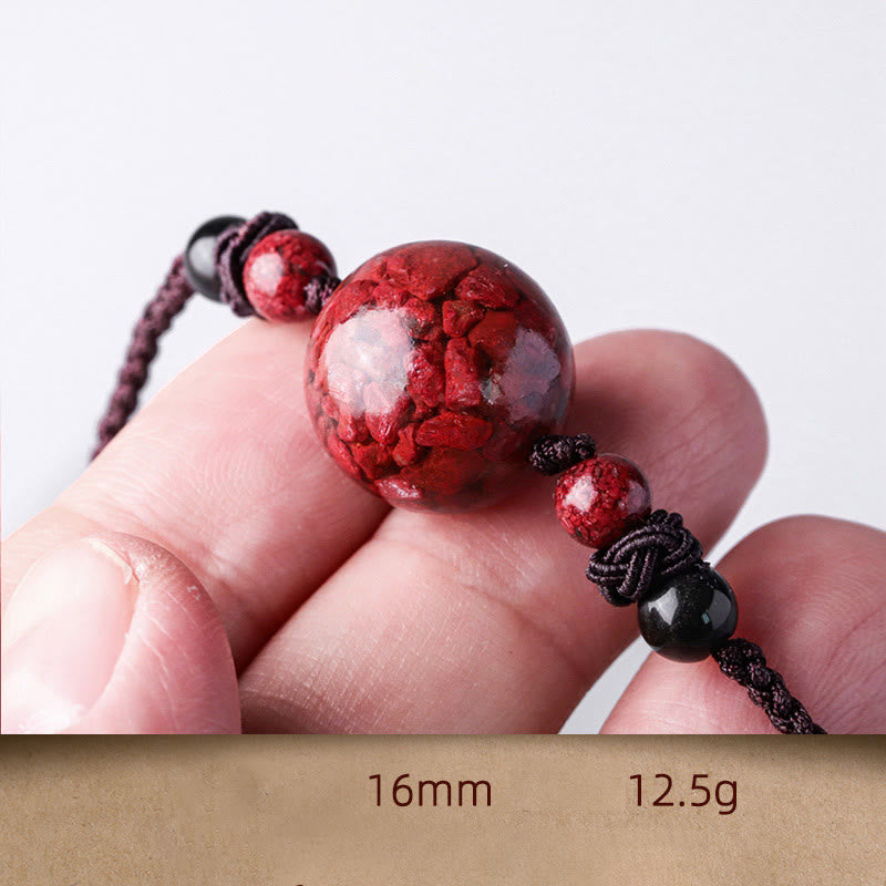 Fortune Jewel Natural Cinnabar Stones Bead Blessing Necklace Pendant