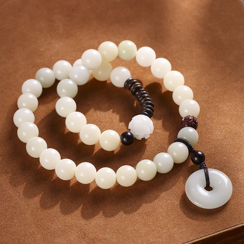 Fortune Jewel Bodhi Seed Green Sandalwood Lotus Peace Buckle Harmony Double Wrap Bracelet