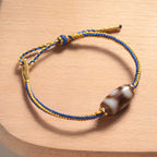 Fortune Jewel Tibetan Three-eyed Dzi Bead Luck Happiness Bracelet
