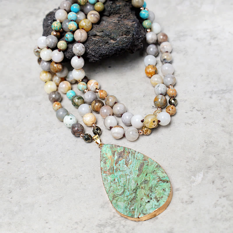 Fortune Jewel Natural Ocean Picasso Jasper Beaded Healing Neckace