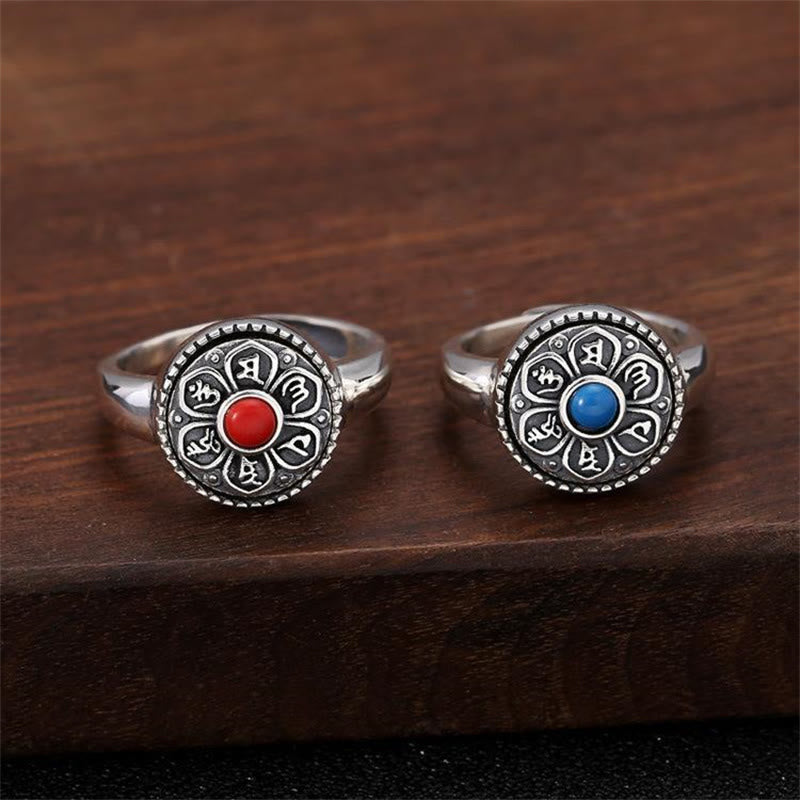 Fortune Jewel Tibetan Om Mani Padme Hum Peace Rotatable Ring