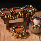 Fortune Jewel Five Elements Gold Swallowing Beast Family Charm Liuli Glass Bead Luck Bracelet