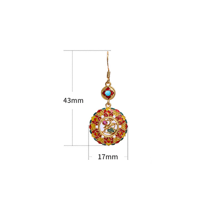 Fortune Jewel 24K Gold Plated Dunhuang Color Elk Copper Balance Drop Earrings