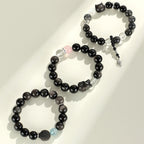 Fortune Jewel Natural Silver Sheen Obsidian Cat Head Fox Planet Protection Bracelet