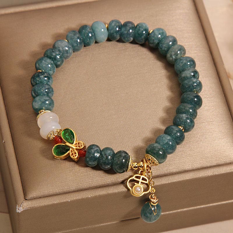 Fortune Jewel Jade White Agate Butterfly Abacus Beads Abundance Bracelet