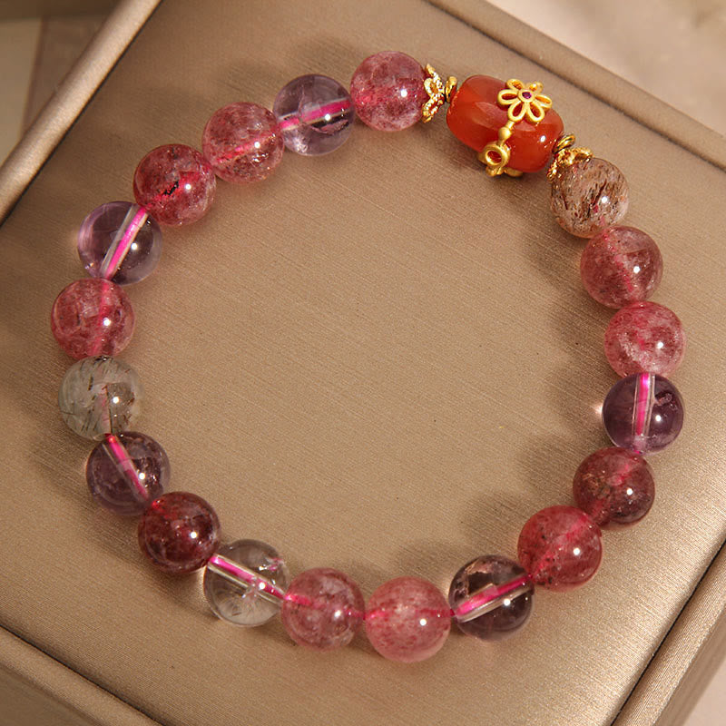 Fortune Jewel Natural Super Seven Crystal Red Agate Positivity Bracelet