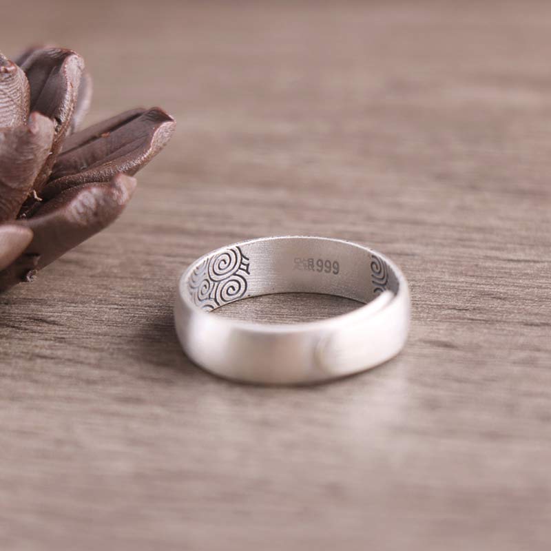 Fortune Jewel 999 Sterling Silver Lotus Elephant Six True Words Blessing Ring Fortune Jewel