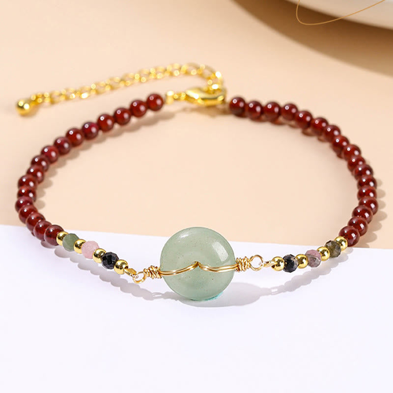 Fortune Jewel Natural Garnet Peace Buckle Bead Calm Bracelet