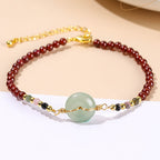 Fortune Jewel Natural Garnet Peace Buckle Bead Calm Bracelet