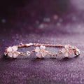 Fortune Jewel Pink Crystal Four Leaf Clover Love Chain Bracelet