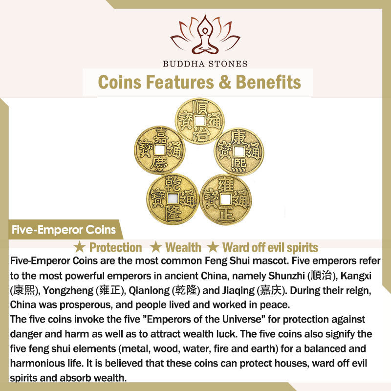 Fortune Jewel Feng Shui Five Emperor Coins Peanut Wealth Bracelet Bangle