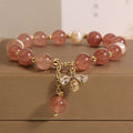 Fortune Jewel Strawberry Quartz Pearl Cute Zircon Honeybee Positive Charm Bracelet