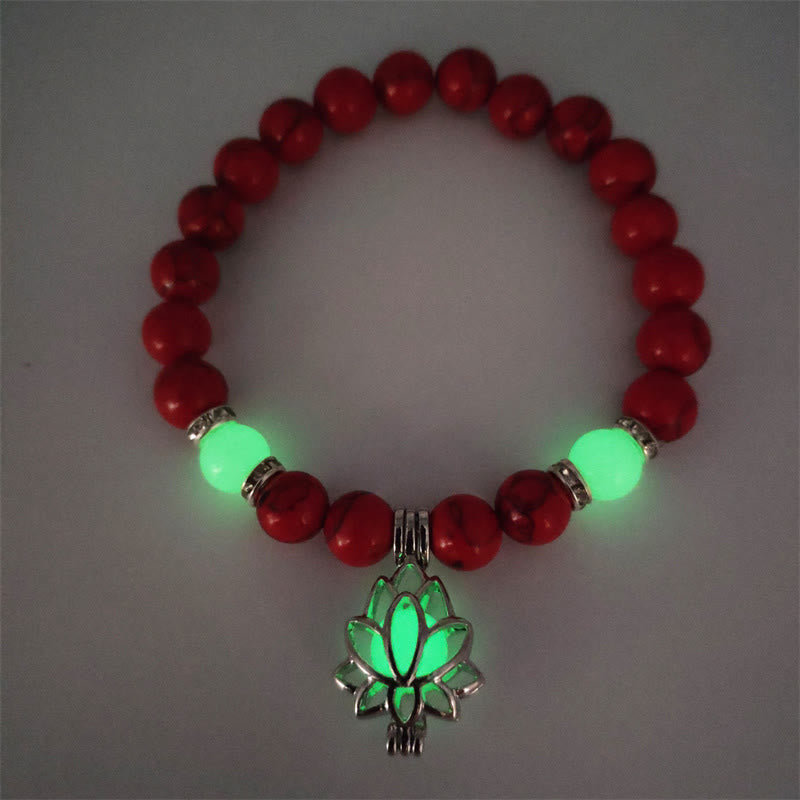 Fortune Jewel Tibetan Turquoise Glowstone Luminous Bead Lotus Protection Bracelet