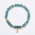 Fortune Jewel 925 Sterling Silver Plated Gold Natural Green Jade Bamboo Charm Luck Bracelet
