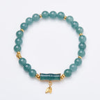 Fortune Jewel 925 Sterling Silver Plated Gold Natural Green Jade Bamboo Charm Luck Bracelet