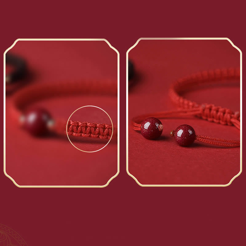Fortune Jewel Lucky Cinnabar Bead Blessing Red String Bracelet