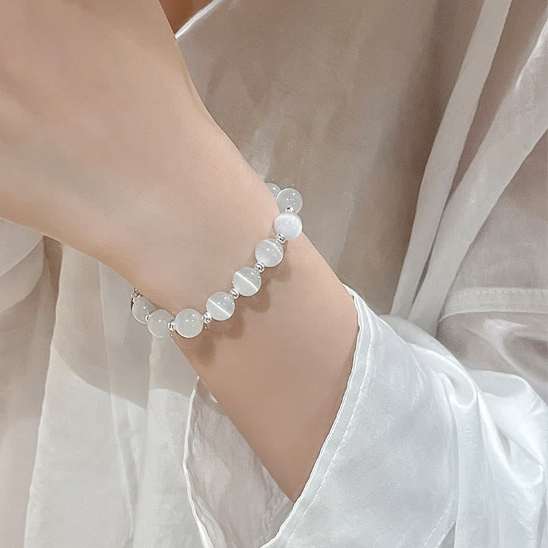 Fortune Jewel Natural Cat's Eye Moonstone Strawberry Quartz PiXiu Support Bracelet