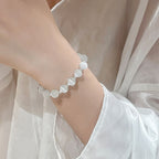 Fortune Jewel Natural Cat's Eye Moonstone Strawberry Quartz PiXiu Support Bracelet