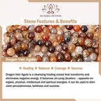 Fortune Jewel Natural Tiger Eye Red Agate Dragon Vein Agate Stone Vajra Dorje Power Healing Bracelet Car Decoration