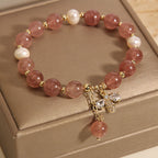 Fortune Jewel Strawberry Quartz Pearl Cute Zircon Honeybee Positive Charm Bracelet