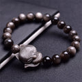 Fortune Jewel Natural Silver Sheen Obsidian Fox Protection Bracelet