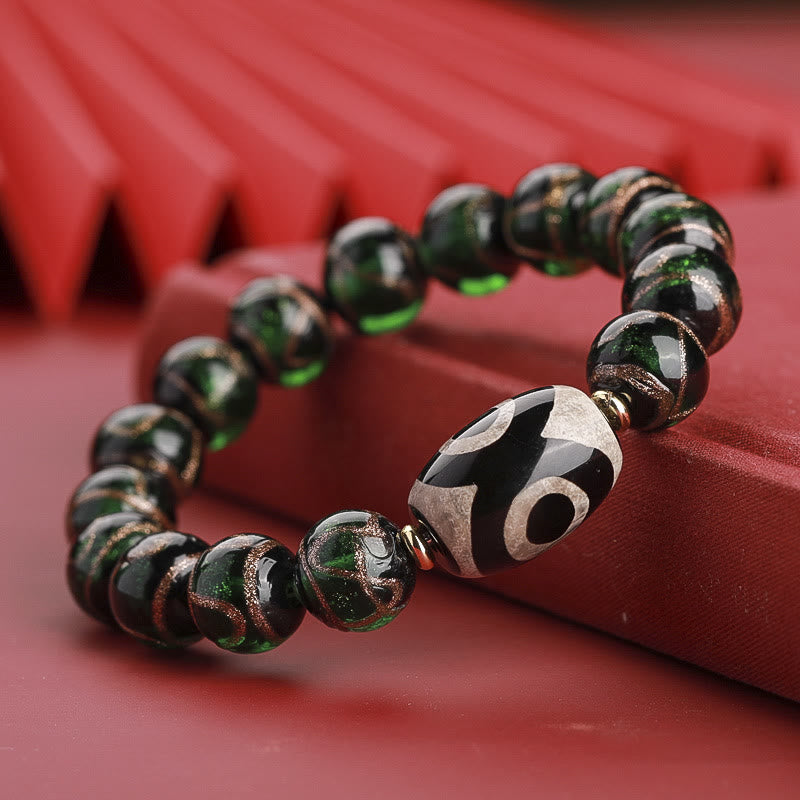 Fortune Jewel Tibetan Nine-Eye Dzi Bead Three-eyed Dzi Bead Liuli Glass Bead Wealth Bracelet