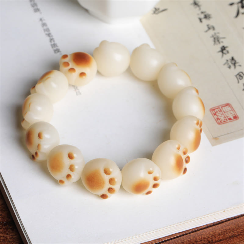 Fortune Jewel Cute Cat Paw Claw Bodhi Seed Peace Bracelet