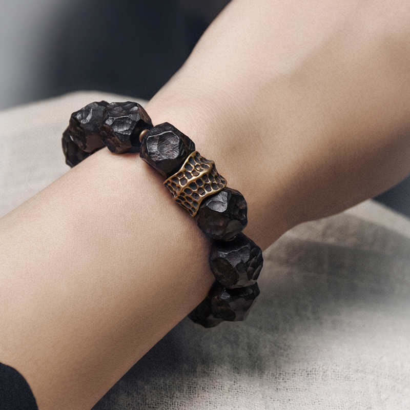 Fortune Jewel Ebony Wood Copper Peace Balance Couple Bracelet