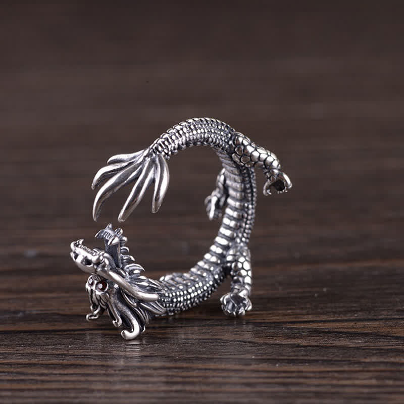 Fortune Jewel 925 Sterling Silver Dragon Luck Protection Ring Fortune Jewel