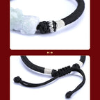 Fortune Jewel Handmade Natural Jade PiXiu Luck Prosperity Braided String Bracelet