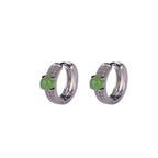 Fortune Jewel 925 Sterling Silver Round Cyan Jade Success Stud Earrings