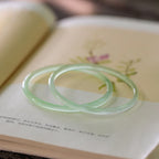 Fortune Jewel Natural Green Chalcedony Strength Courage Cuff Bangle Bracelet