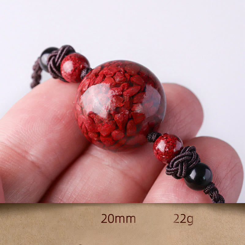 Fortune Jewel Natural Cinnabar Stones Bead Blessing Necklace Pendant