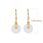 Fortune Jewel White Jade Double Happiness Fortune Earrings