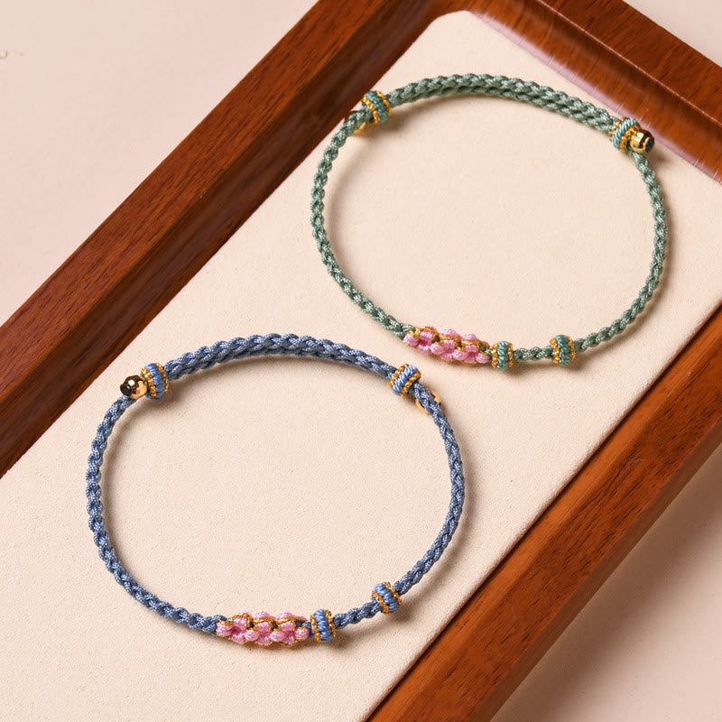 Fortune Jewel Handmade Peach Blossom Protection Braided Rope Bracelet