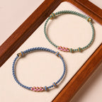 Fortune Jewel Handmade Peach Blossom Protection Braided Rope Bracelet
