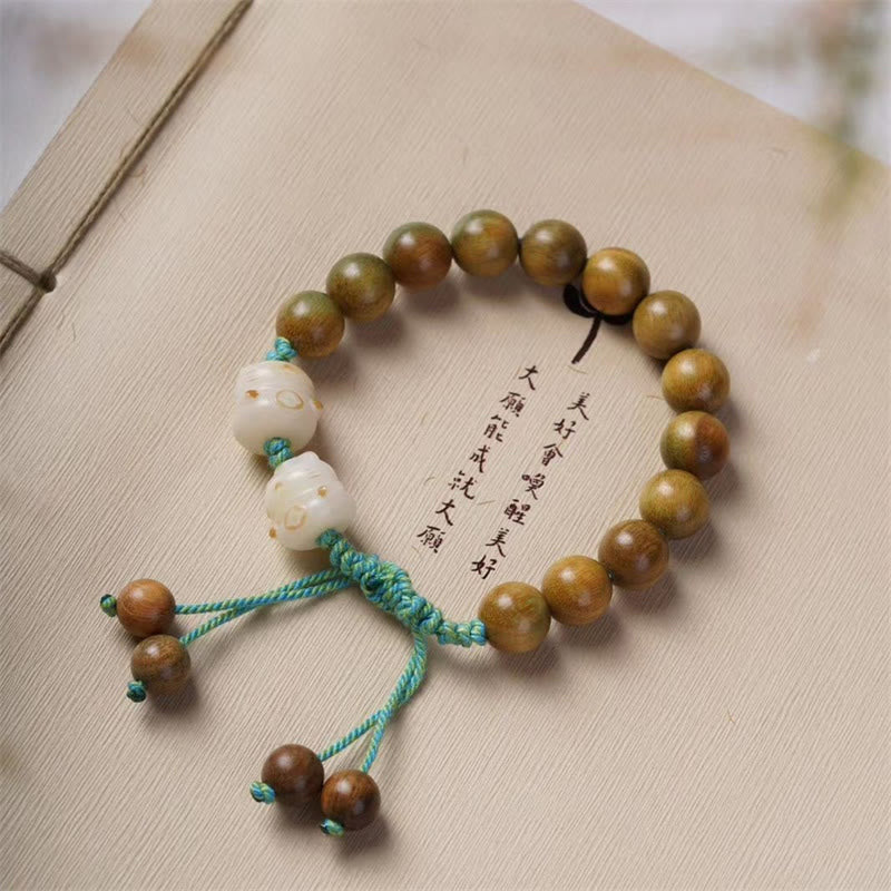Fortune Jewel Green Sandalwood Bodhi Seed Lucky Cat Positive Bracelet