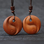 Fortune Jewel Lightning Struck Jujube Wood Yin Yang Luck Protection Necklace Pendant Fortune Jewel