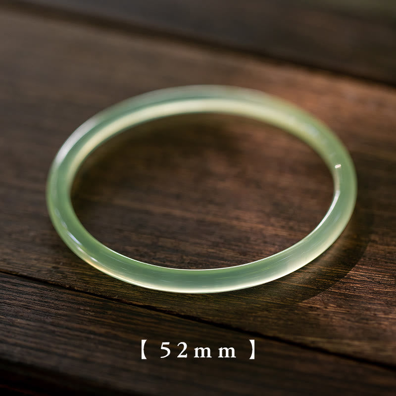 Fortune Jewel Natural Green Chalcedony Strength Courage Cuff Bangle Bracelet