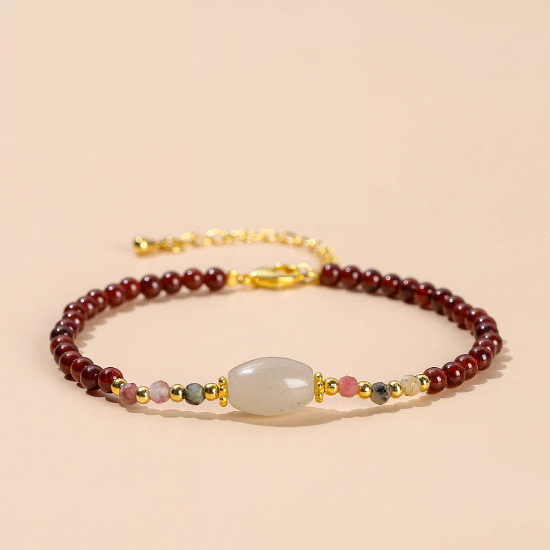 Fortune Jewel Garnet Jade Tourmaline Bead Passion Bracelet