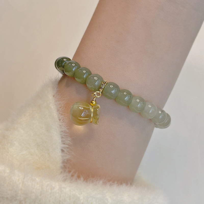 Fortune Jewel Natural Hetian Jade Money Bag Charm Bead Prosperity Bracelet