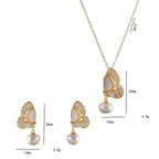 Fortune Jewel Tridacna Stone Pearl Bead Butterfly Healing Necklace Pendant Earrings Set